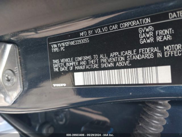 YV1612FHXE2293055 Volvo S60 T5/t5 Platinum/t5 Premier/t5 Premier Plus