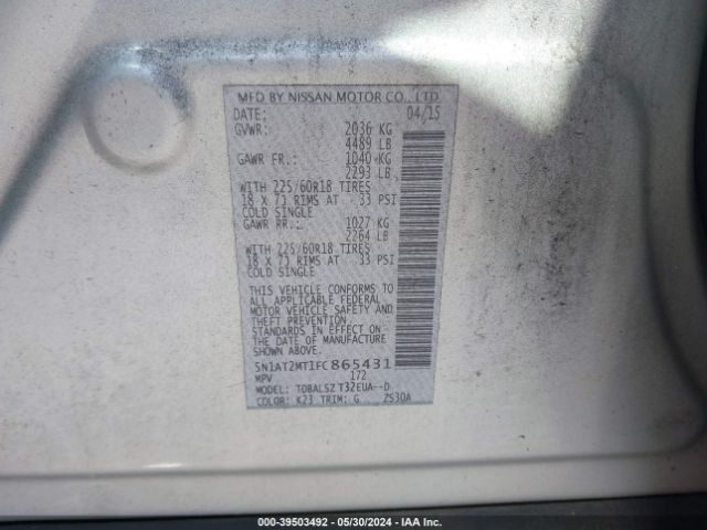5N1AT2MT1FC865431 Nissan Rogue Sl