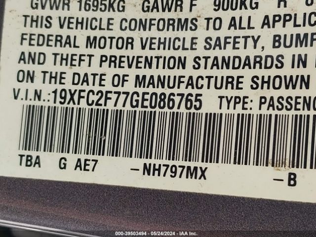 19XFC2F77GE086765 Honda CIVIC EX