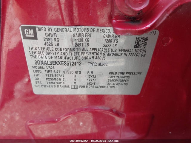 Chevrolet Captiva Sport Lt 2014 3GNAL3EKXES572112 Image 9