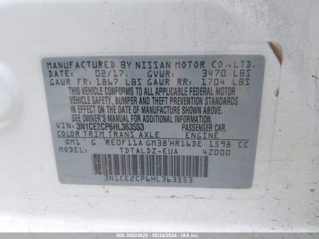 Nissan Versa Note Sv 2017 3N1CE2CP6HL363553 Image 9