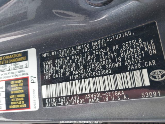 4T1BF1FK1EU823683 Toyota CAMRY XLE