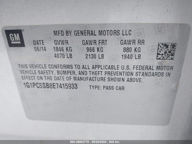 Chevrolet Cruze 1lt Auto 2014 1G1PC5SB8E7415933 Image 9