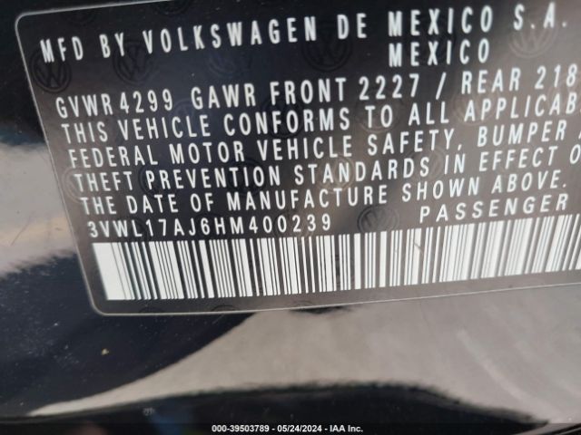 3VWL17AJ6HM400239 Volkswagen Jetta 1.8t Sel/1.8t Sel Premium