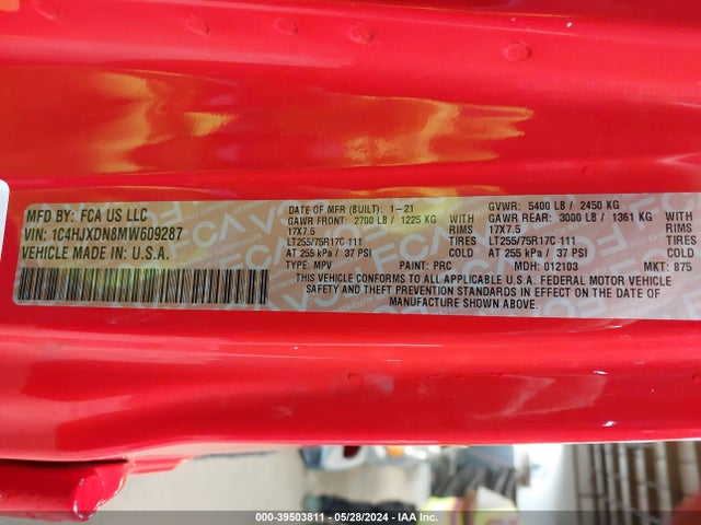 1C4HJXDN8MW609287 Jeep Wrangler Unlimited Willys 4x4