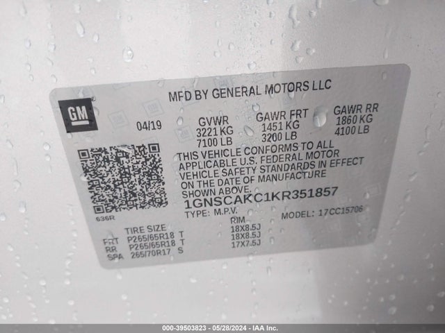 Chevrolet Tahoe Ls 2019 1GNSCAKC1KR351857 Image 9