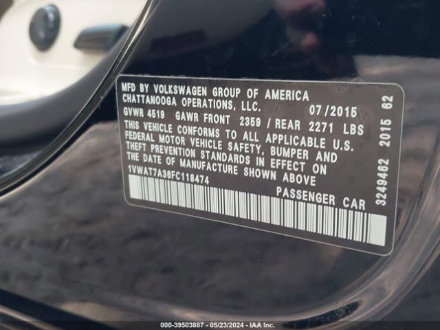1VWAT7A36FC118474 Volkswagen Passat 1.8t Limited Edition
