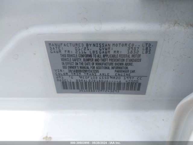3N1AB8BV2MY243295 Nissan Sentra S Xtronic Cvt