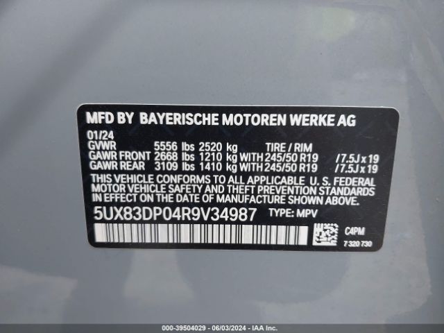 5UX83DP04R9V34987 BMW X3 M40i