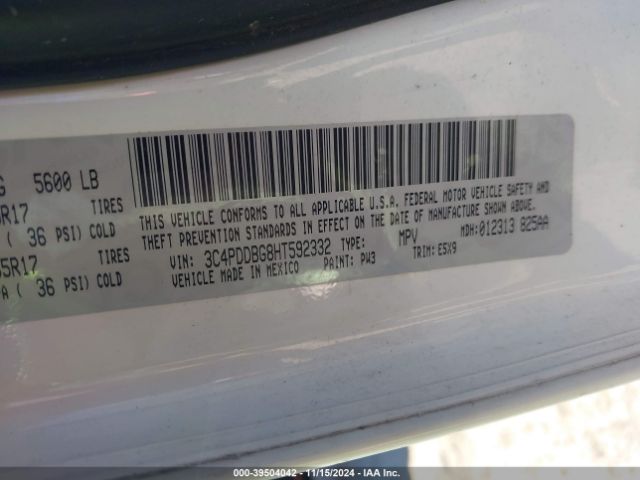 3C4PDDBG8HT592332 Dodge Journey Sxt Awd