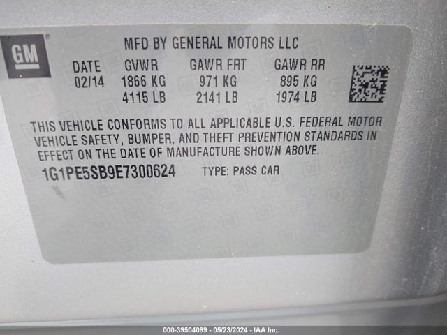 Chevrolet Cruze 2lt Auto 2014 1G1PE5SB9E7300624 Image 9