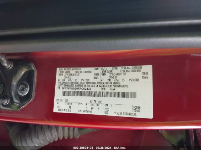 1FTFW1EG9FFC62433 Ford F-150 Platinum