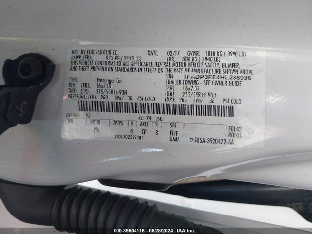 Ford FOCUS SE 2017 1FADP3FE4HL238936 Image 9