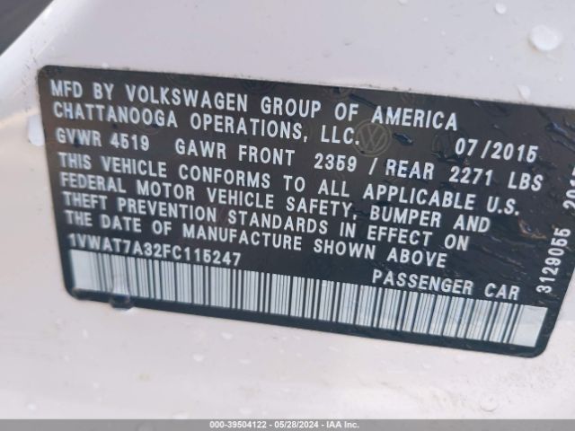 1VWAT7A32FC115247 Volkswagen Passat 1.8t Limited Edition