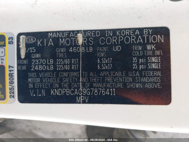 KNDPBCAC9G7876411 KIA Sportage Lx