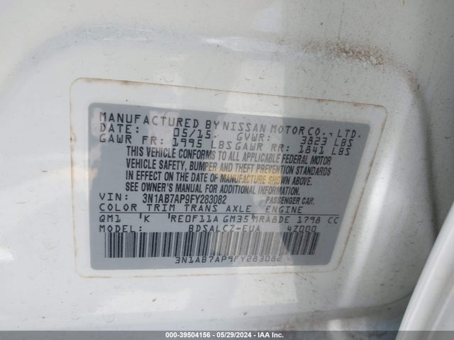 Nissan SENTRA S 2015 3N1AB7AP9FY283082 Image 9