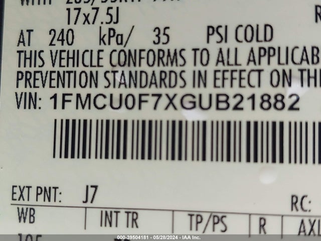 Ford ESCAPE S 2016 1FMCU0F7XGUB21882 Image 9