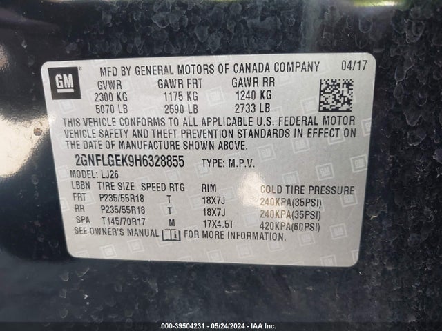 Chevrolet Equinox Premier 2017 2GNFLGEK9H6328855 Image 9