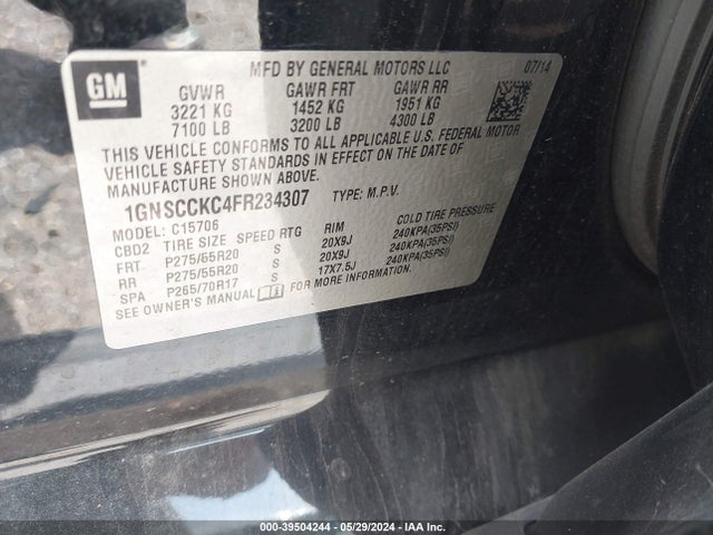Chevrolet Tahoe Ltz 2015 1GNSCCKC4FR234307 Image 9