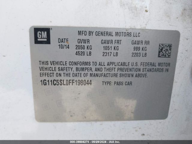 1G11C5SL0FF198044 Chevrolet MALIBU 1LT