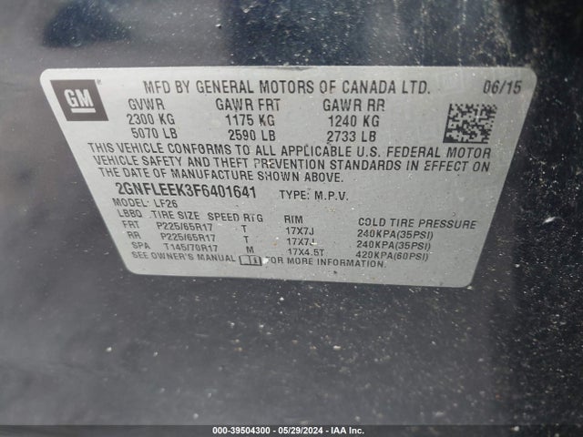 Chevrolet EQUINOX LS 2015 2GNFLEEK3F6401641 Image 9