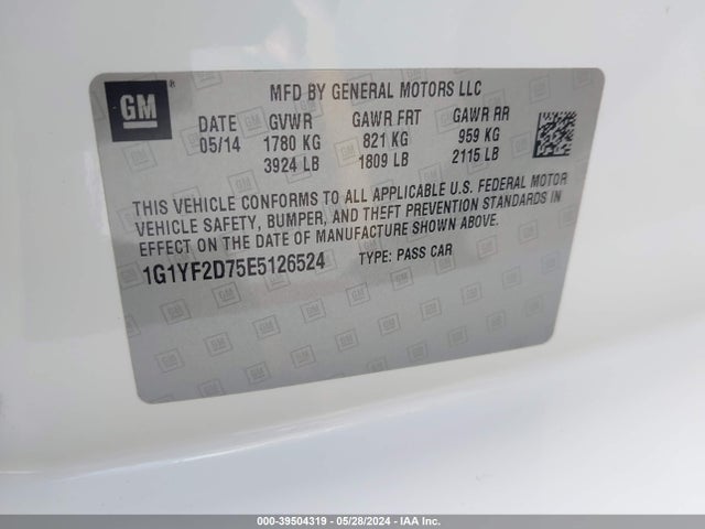 Chevrolet CORVETTE STINGRAY 2014 1G1YF2D75E5126524 Image 9