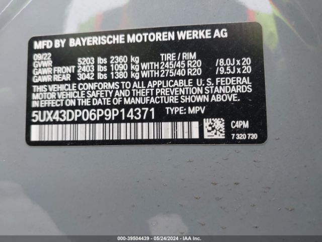 5UX43DP06P9P14371 BMW X3 Sdrive30i