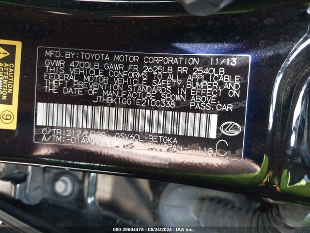 JTHBK1GG1E2100338 Lexus ES 350