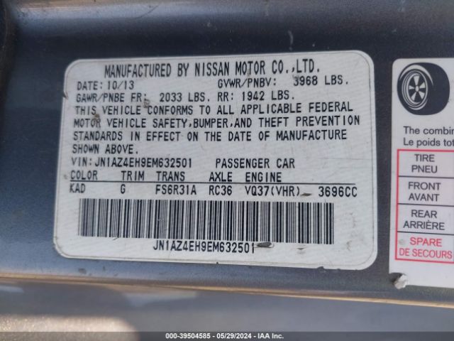JN1AZ4EH9EM632501 Nissan 370Z