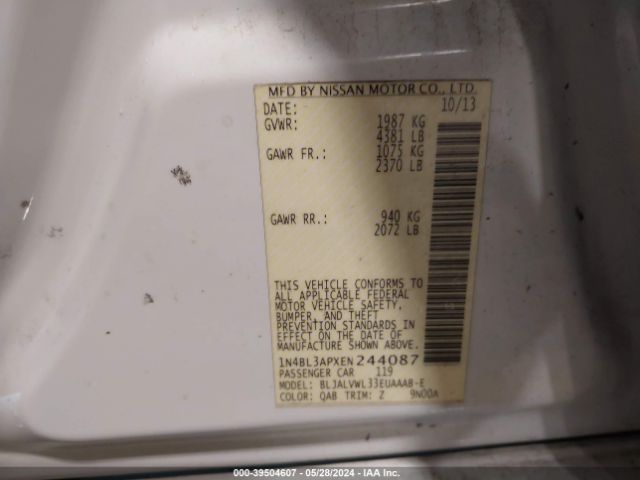1N4BL3APXEN244087 Nissan Altima 3.5 Sl