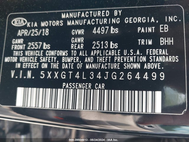 KIA Optima Lx 2018 5XXGT4L34JG264499 Image 9