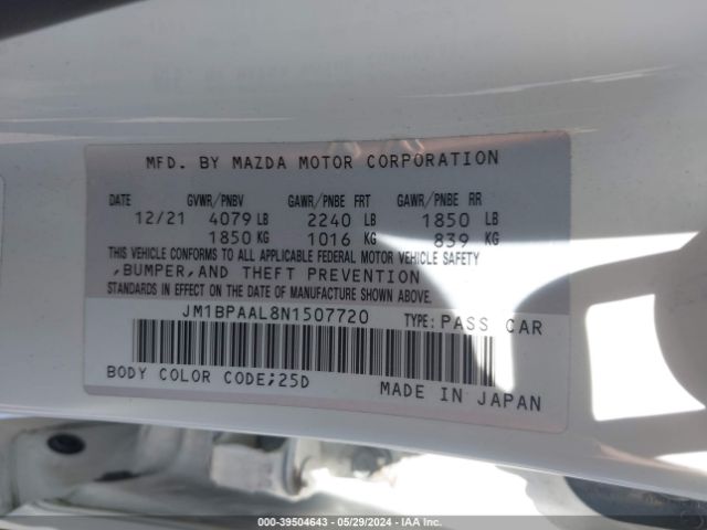 JM1BPAAL8N1507720 Mazda Mazda3 2.5 S