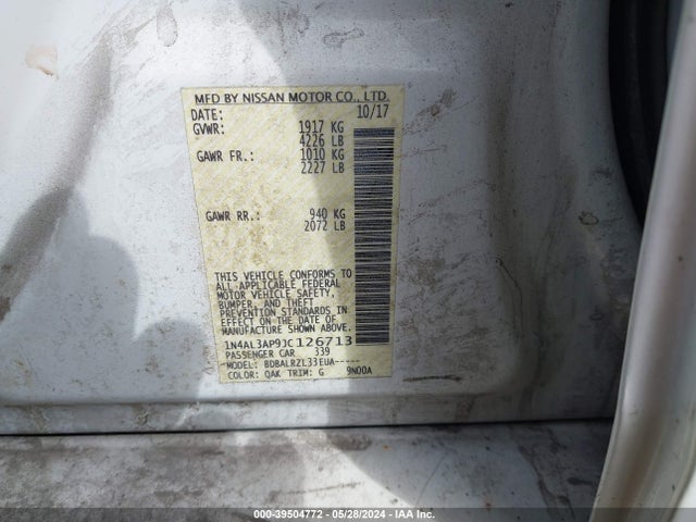 Nissan Altima 2.5 Sl 2018 1N4AL3AP9JC126713 Image 9