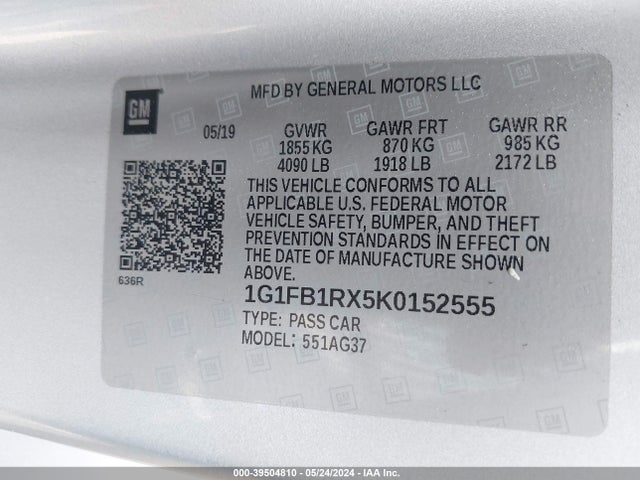 Chevrolet Camaro 1lt 2019 1G1FB1RX5K0152555 Image 9