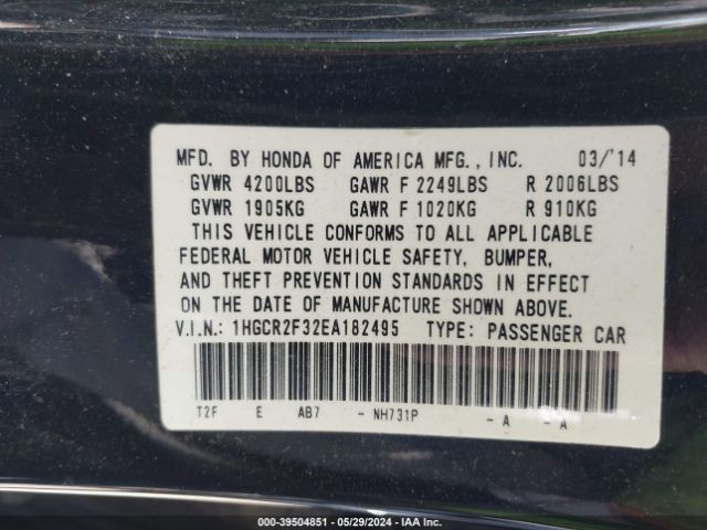 1HGCR2F32EA182495 Honda ACCORD LX