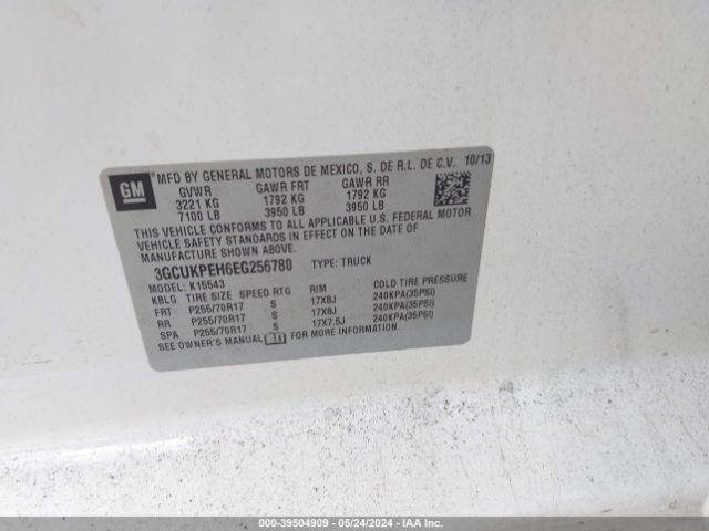 3GCUKPEH6EG256780 Chevrolet Silverado 1500 Work Truck 1wt