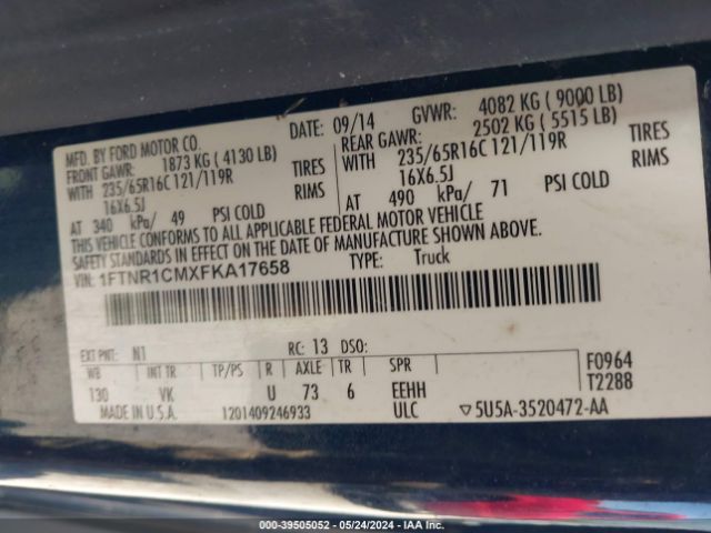 1FTNR1CMXFKA17658 Ford Transit-250