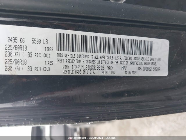 1C4PJMLB1KD319919 Jeep Cherokee Altitude 4x4