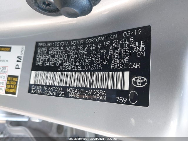 Toyota COROLLA SE 2020 JTDS4RCE8LJ012615 Image 9