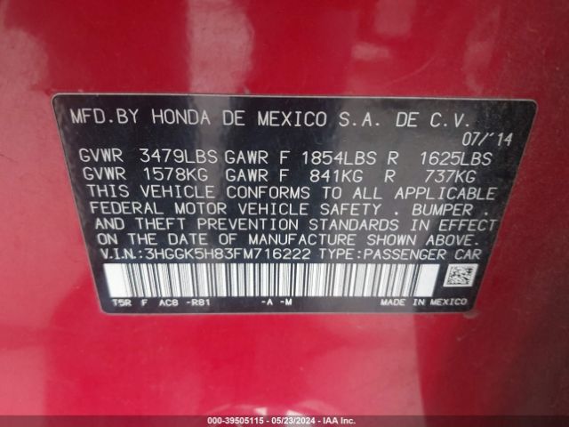3HGGK5H83FM716222 Honda Fit Ex/ex-l