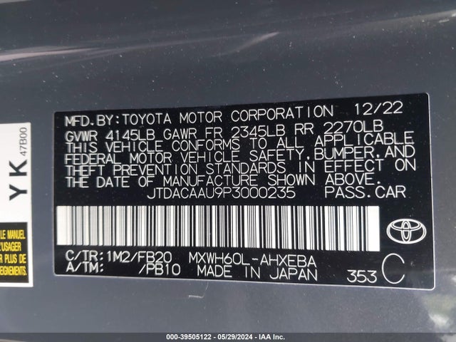 Toyota Prius Le 2023 JTDACAAU9P3000235 Image 9