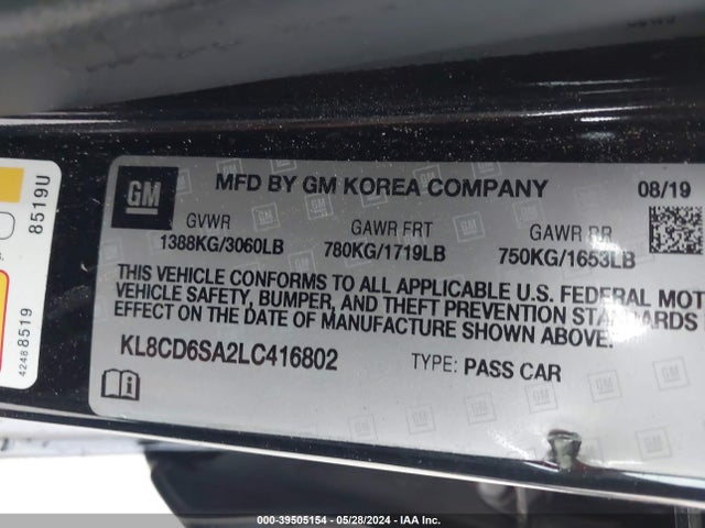Chevrolet Spark Fwd 1lt Automatic 2020 KL8CD6SA2LC416802 Image 9