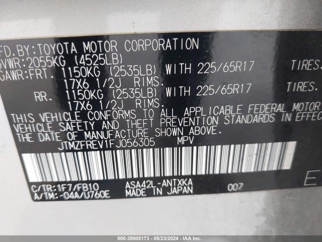 Toyota RAV4 LE 2015 JTMZFREV1FJ056305 Image 9