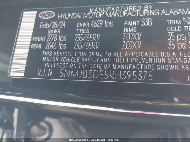 Hyundai TUCSON SEL 2024 5NMJB3DE5RH395375 Image 9