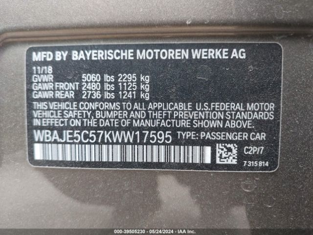 WBAJE5C57KWW17595 BMW 540I