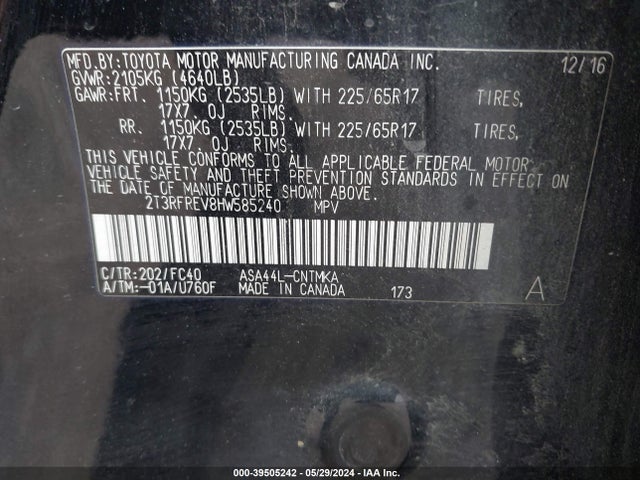 Toyota Rav4 Xle 2017 2T3RFREV8HW585240 Image 9
