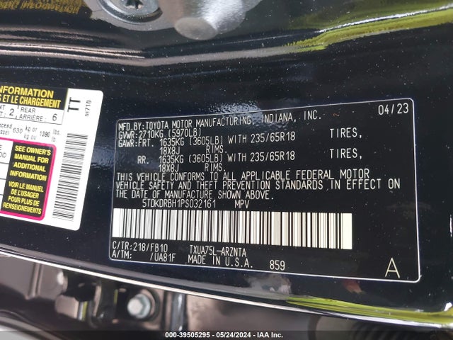 Toyota Highlander L 2023 5TDKDRBH1PS032161 Image 9