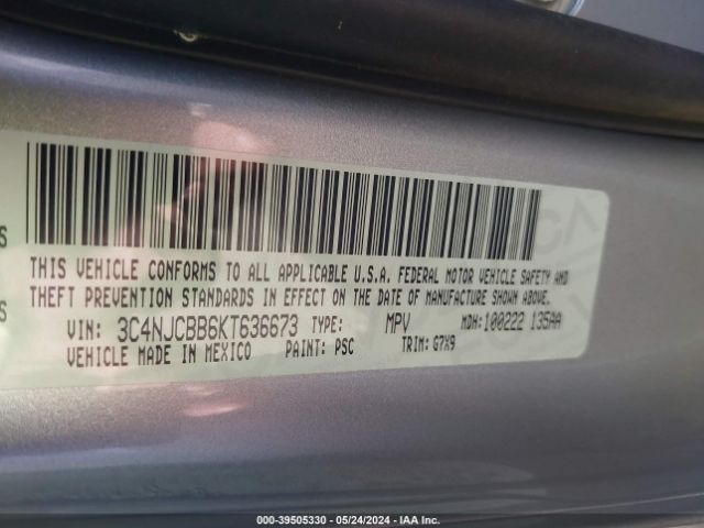 3C4NJCBB6KT636673 Jeep Compass Latitude Fwd