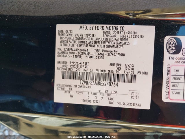 Ford Mustang V6 2014 1ZVBP8AM8E5240764 Image 9