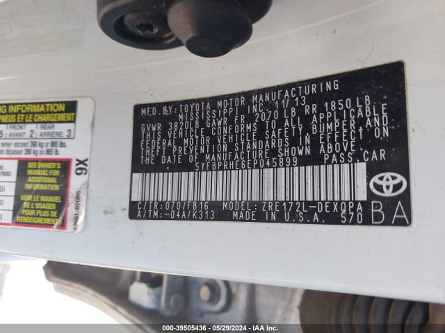 Toyota Corolla Le Eco 2014 5YFBPRHE6EP045899 Image 9
